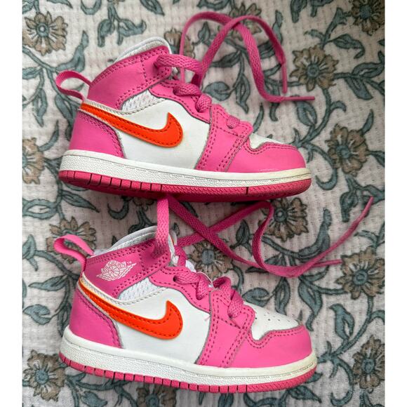 Jordan 1 Pinksicle Orange Infant Toddler Girls Unisex Sneaker Shoe Size 5.5C - Picture 5 of 10